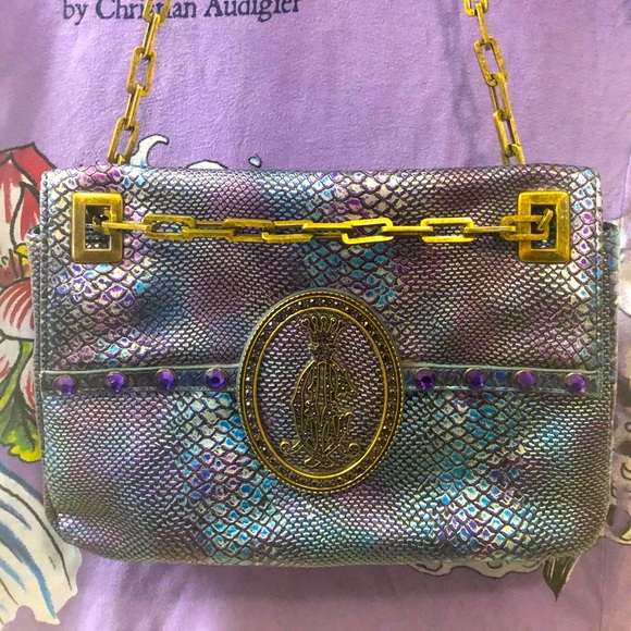 Designer Christian Audigier PVC Snakeskin Purse - Picture 2 of 14